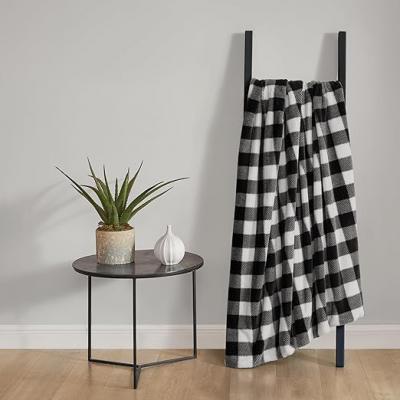 Grey white black square plaid ...